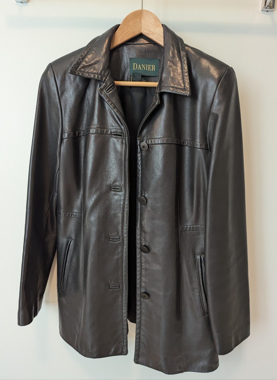 Danier Black Leather Pea Coat Made In Canada